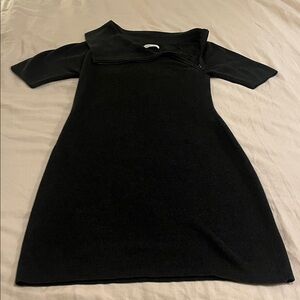 Dark Gray Ribbed Off-Shoulder Knit Dress - Calvin Klein